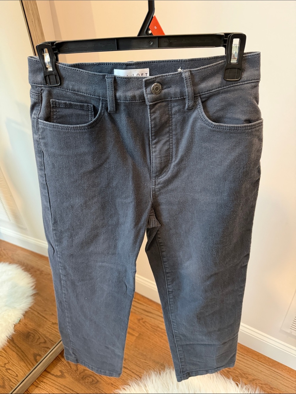 LOFT women's high rise straight pants in dark gray